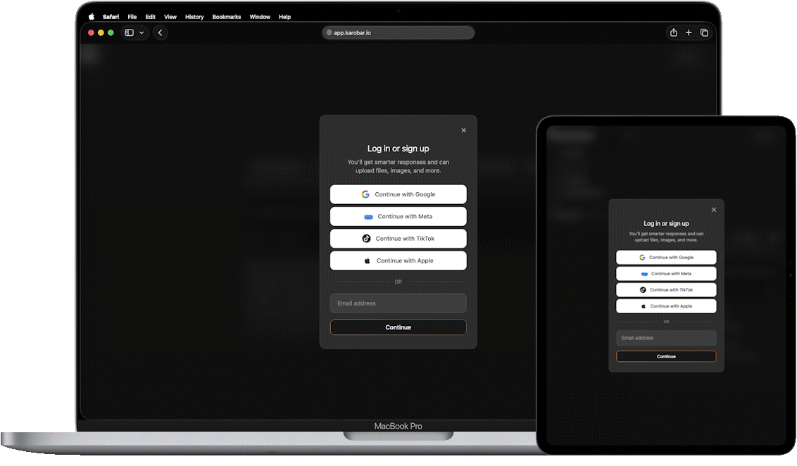 Karobar on MacBook and iPad